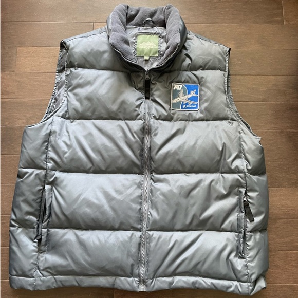 Boeing 747 Tera Gear Vintage Down & Feather Filled Grey Puffer Vest Men’s XL - Picture 10 of 10